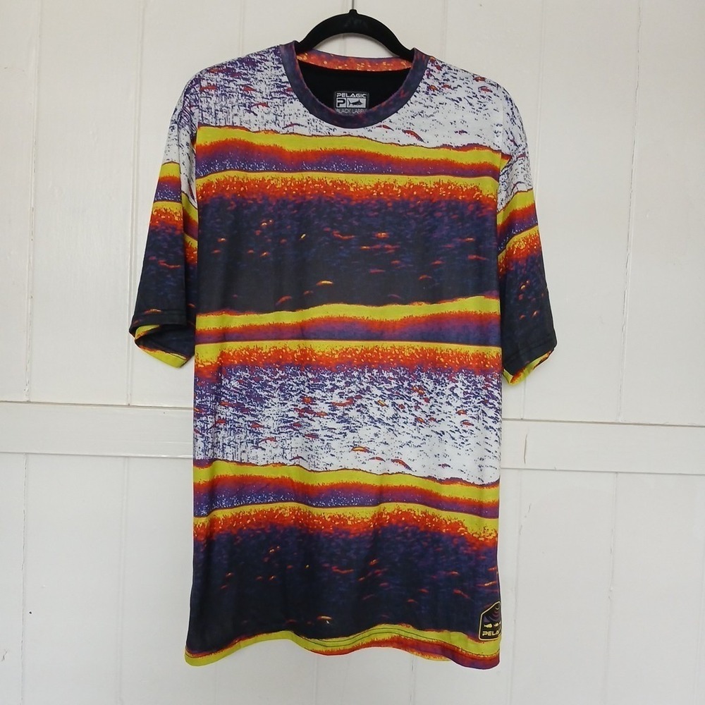 Pelagic Shirt Black Label Premium Collection Sonar Seascape Fish Men's XL‎ SS